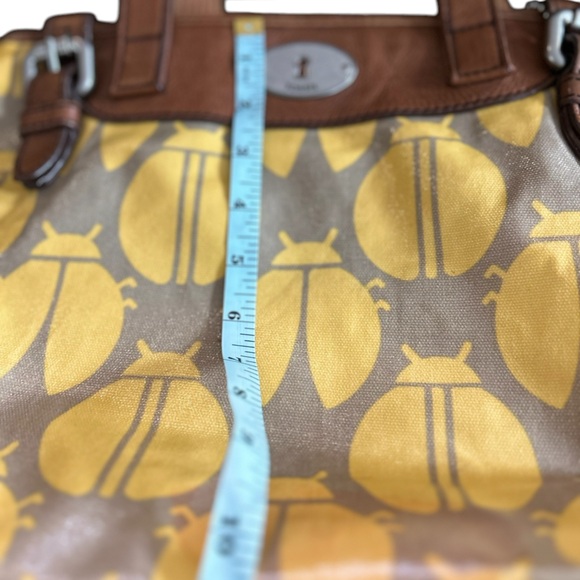 Fossil Key-Per Leather & Coated Canvas Ladybug Print Tote Shoulder Bag - Picture 8 of 12